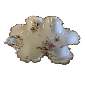 Monbijou Bavaria Serving Plate Hand Painted Roses Gold Trim Scalloped Edge